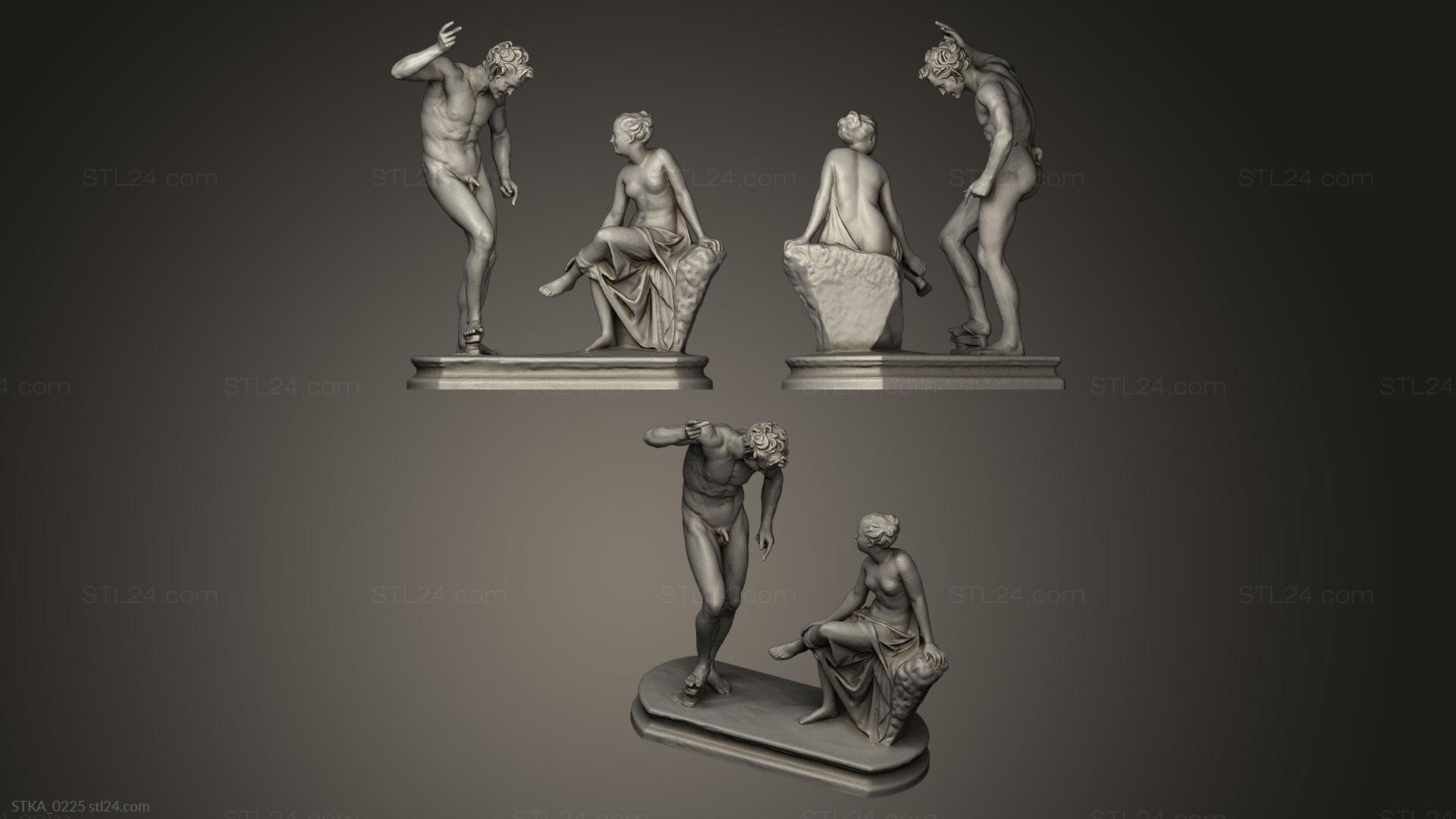 Статуи античные и исторические (Фавн и нимфа, STKA_0225) 3D модель для ЧПУ станка